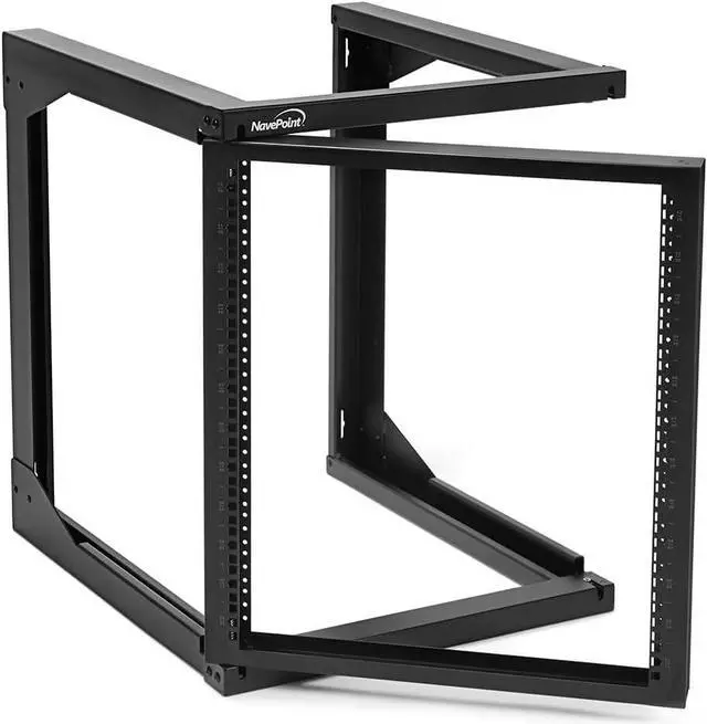 Alt view image 6 of 6 - NavePoint 12U Wall Mount Server Rack - Swing Gate Open Frame for 19-Inch IT Equipment - Network Rack for AV & Server Equipment, 24" Deep, Black