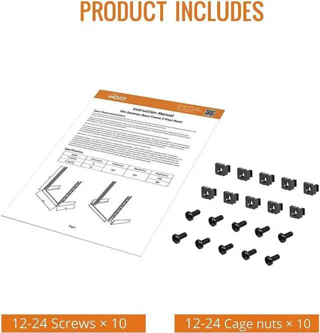 Alt view image 6 of 6 - 2 Post 8U Desktop Server Rack Small Open Frame Rack for 19in AV/Data/Audio/Studio Equipment Free Standing Home/Office Rack,Square Hole