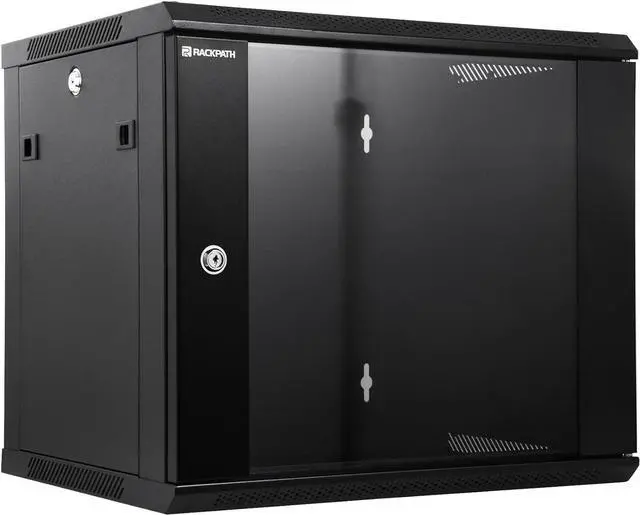 Main image of 9U Performance Wall Mount Server Cabinet Network Rack Enclosure, Quiet Cooling Fan, Locking Glass Door, Black