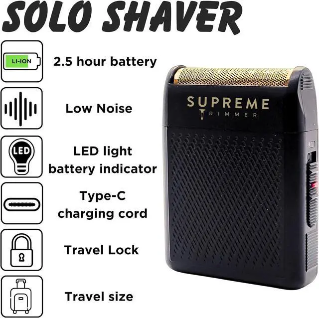Alt view image 2 of 7 - Supreme Trimmer Solo Mens Single Foil Shaver STF101 (150 Min Runtime) Cordless Powerful USB-C Mini Size Travel Razor for Barbers, & Home use | Black