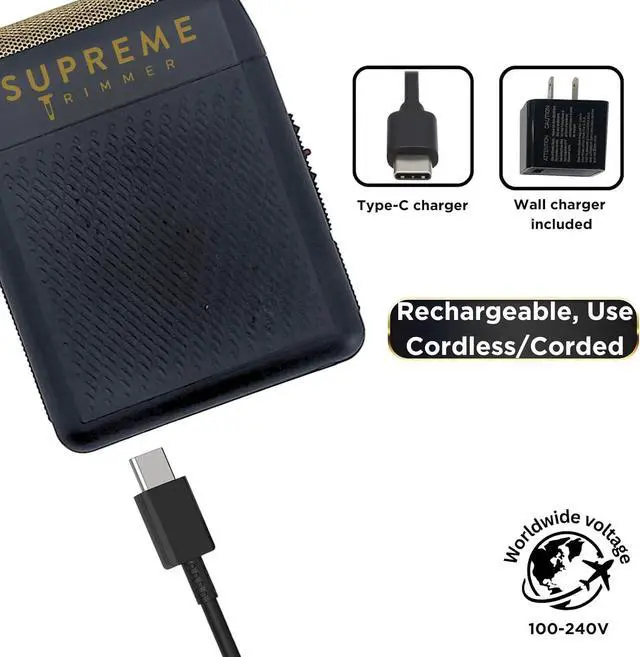 Alt view image 7 of 7 - Supreme Trimmer Solo Mens Single Foil Shaver STF101 (150 Min Runtime) Cordless Powerful USB-C Mini Size Travel Razor for Barbers, & Home use | Black