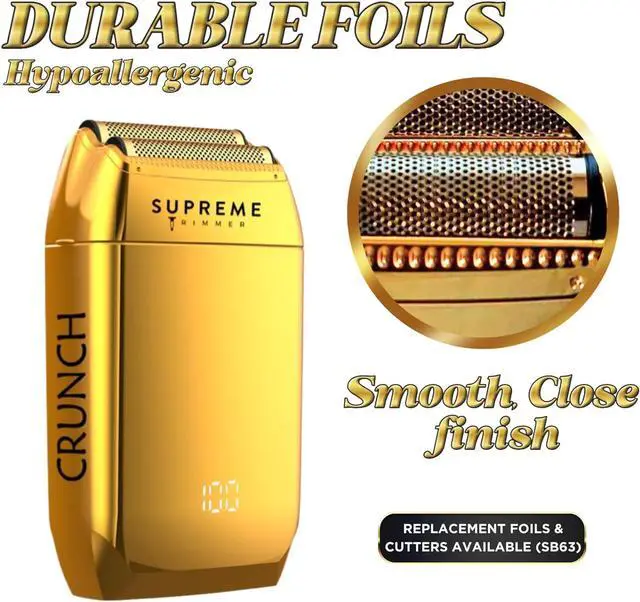 Alt view image 3 of 7 - Supreme Trimmer Crunch STF602  Waterproof Double Foil Shaver for Men | 150 Min Runtime, Wet/Dry Cordless & Corded Electric Razor | Hypoallergenic Foils for Face, Head & Stubble