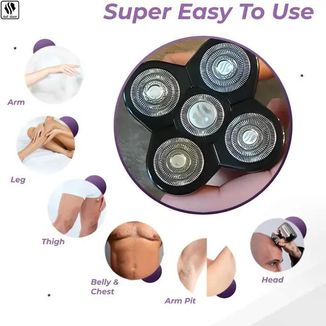 Alt view image 3 of 5 - Skull Shaver Baron Replacement Shaver Head Blade Electric Razor Wet & Dry Compatible with All Pitbull, Palm & Butterfly Kiss shavers