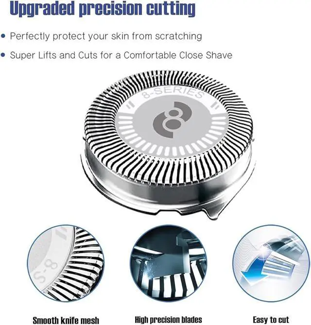 Alt view image 3 of 7 - HQ8 Replacement Heads for HQ8 Aquatec Shavers, HQ8 Blades Compatible with Razor PT720 AT880 AT810 Heads,3-pc Pack
