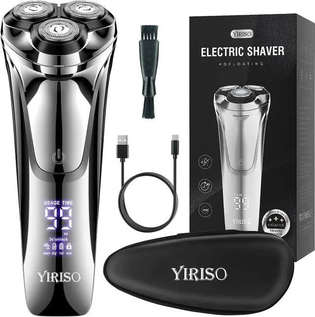 Main image of Electric Razor for Men, Mens Electric Shavers, Wet & Dry Shaver with Pop-up Trimmer, USB-C Rechargeable Waterproof Portable Shaver with LCD Display/Travel Organizer/Travel Lock Ideal Men Gift