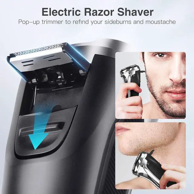 Alt view image 4 of 7 - Electric Razor for Men, Mens Electric Shavers, Wet & Dry Shaver with Pop-up Trimmer, USB-C Rechargeable Waterproof Portable Shaver with LCD Display/Travel Organizer/Travel Lock Ideal Men Gift