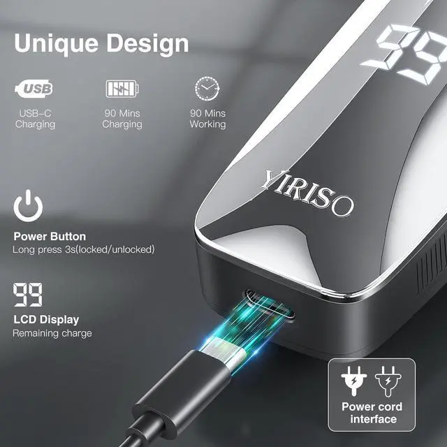 Alt view image 7 of 7 - Electric Razor for Men, Mens Electric Shavers, Wet & Dry Shaver with Pop-up Trimmer, USB-C Rechargeable Waterproof Portable Shaver with LCD Display/Travel Organizer/Travel Lock Ideal Men Gift