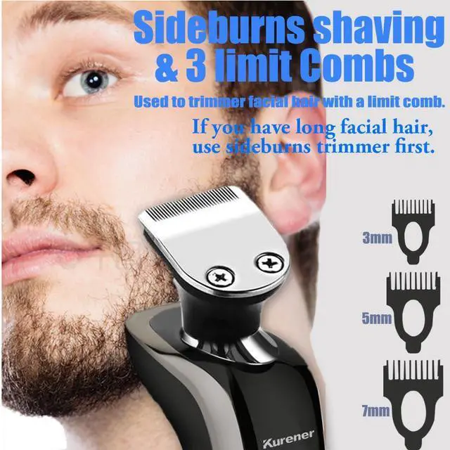 Alt view image 3 of 6 - Electric Shaver Razor for Men Rechargeable 100% Waterproof Rotary for Shaving with Nose Trimmer Sideburns Trimmer Face Cleaning Brush