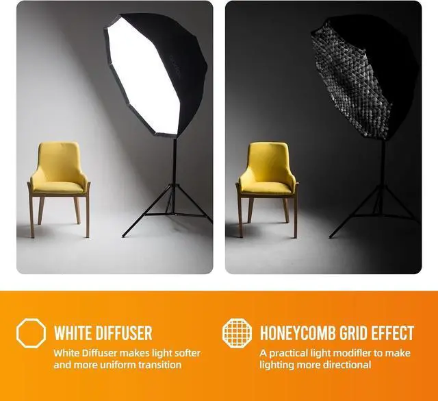 Alt view image 5 of 6 - Godox Photo Studio 80cm 31.5in Portable Octagon Umbrella Softbox,190cm Light Stand with Hot Shoe Holder Bracket kit for Flash Speelidte