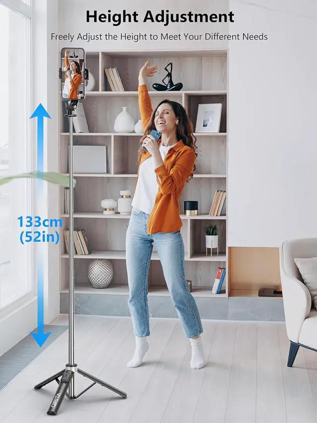 Alt view image 3 of 7 - Selfie Stick & Phone Tripod, All in 1 Selfie Stick with Remote, Phone Travel Tripod Stand for Video Recording, Live Streaming, Photograph, Group Photo, Vlog Compatible with All Cellphones