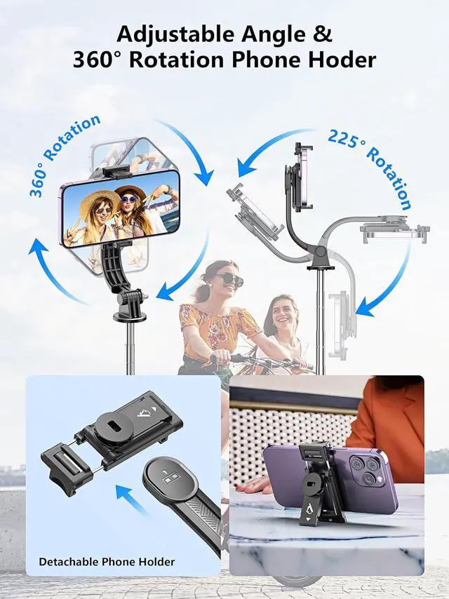 Alt view image 5 of 7 - Selfie Stick & Phone Tripod, All in 1 Selfie Stick with Remote, Phone Travel Tripod Stand for Video Recording, Live Streaming, Photograph, Group Photo, Vlog Compatible with All Cellphones