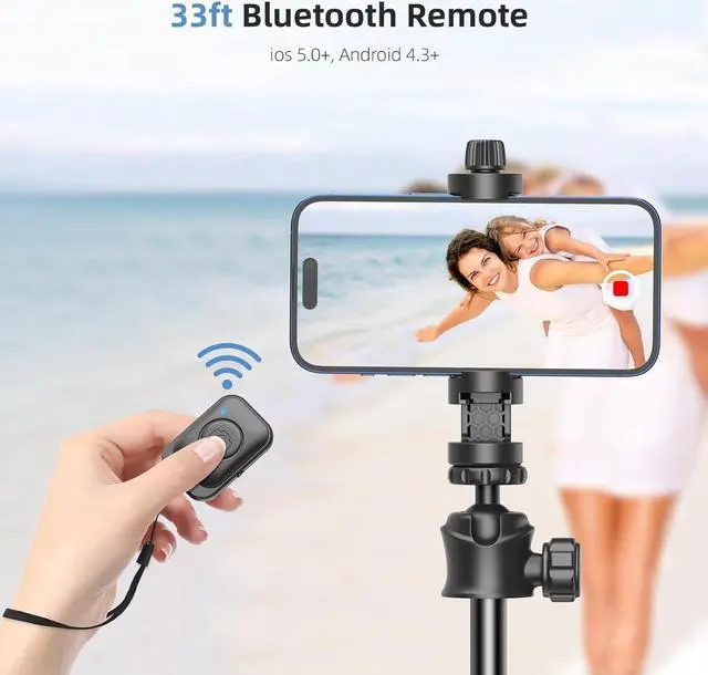 Alt view image 3 of 7 - Extendable Phone Tripod for iPhone & Selfie Stick with Remote, 360 Ball Head for Video Recording
