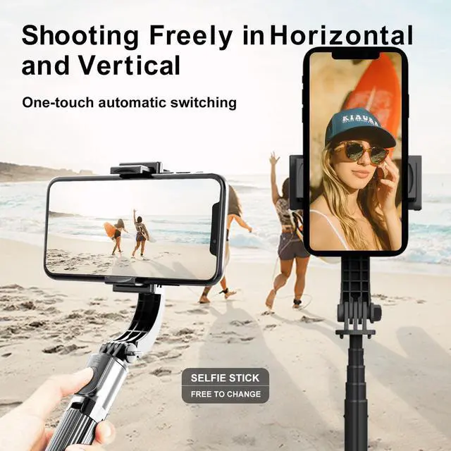 Alt view image 3 of 6 - Gimbal Stabilizer for Smartphone Selfie Stick Tripod with Remote Control Auto Balance 360° Rotation 1-Axis Phone Gimbal for Group Selfies Live Streaming Video Recording