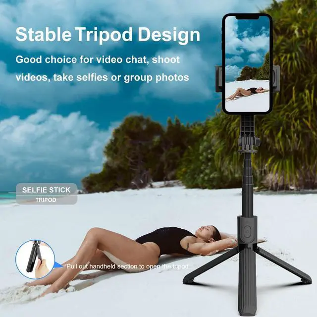 Alt view image 4 of 6 - Gimbal Stabilizer for Smartphone Selfie Stick Tripod with Remote Control Auto Balance 360° Rotation 1-Axis Phone Gimbal for Group Selfies Live Streaming Video Recording