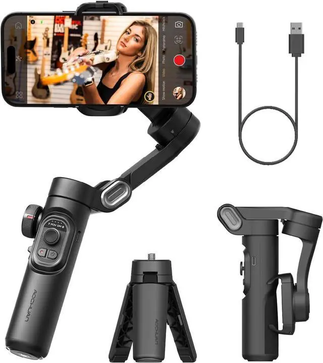 Main image of Phone Gimbal Stabilizer 3-Axis Smartphone Foldable Gimbal for iPhone Gimble with Focus Wheel TikTok YouTube Vlog Stabilizer for iPhone16 15 14 13 12 Pro Max&Android-Smart XE