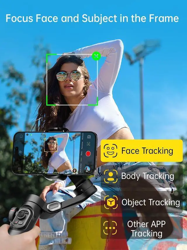 Alt view image 2 of 7 - Phone Gimbal Stabilizer 3-Axis Smartphone Foldable Gimbal for iPhone Gimble with Focus Wheel TikTok YouTube Vlog Stabilizer for iPhone16 15 14 13 12 Pro Max&Android-Smart XE