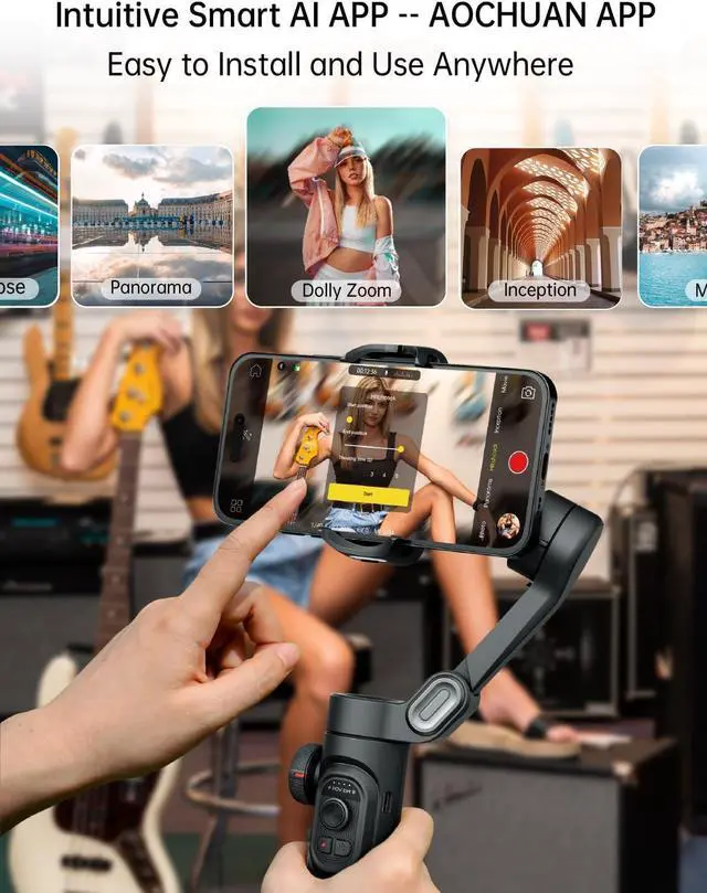 Alt view image 4 of 7 - Phone Gimbal Stabilizer 3-Axis Smartphone Foldable Gimbal for iPhone Gimble with Focus Wheel TikTok YouTube Vlog Stabilizer for iPhone16 15 14 13 12 Pro Max&Android-Smart XE