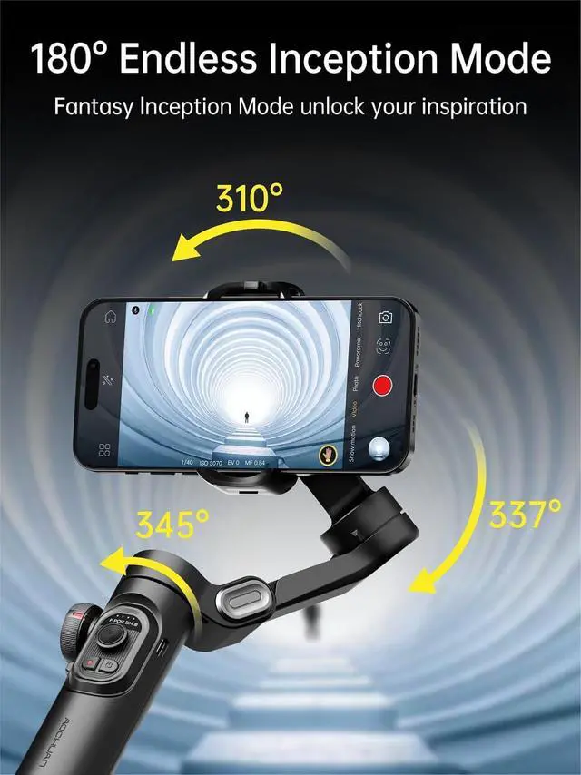 Alt view image 5 of 7 - Phone Gimbal Stabilizer 3-Axis Smartphone Foldable Gimbal for iPhone Gimble with Focus Wheel TikTok YouTube Vlog Stabilizer for iPhone16 15 14 13 12 Pro Max&Android-Smart XE