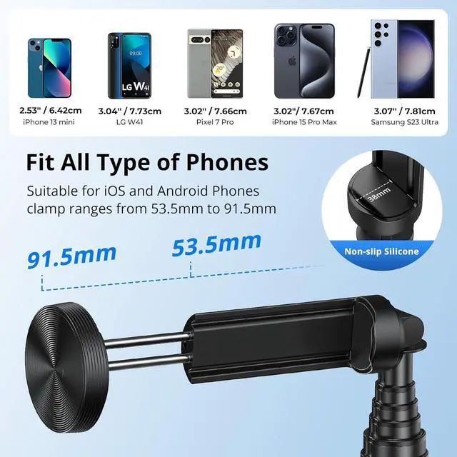 Alt view image 3 of 7 - SYNCWIRE 55" Selfie Stick Phone Tripod for iPhone, All-in-one Extendable Aluminum Selfie Stick with Remote, Travel Tripod for iPhone 17/16/15/14/13/12 Series and More Smartphones
