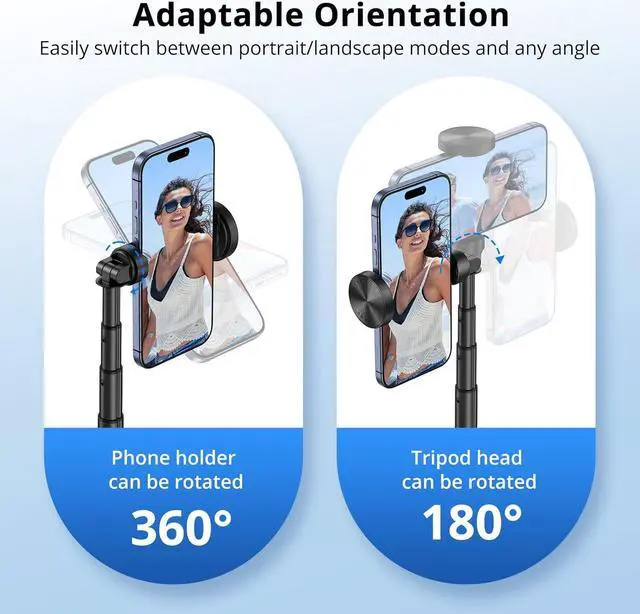 Alt view image 7 of 7 - SYNCWIRE 55" Selfie Stick Phone Tripod for iPhone, All-in-one Extendable Aluminum Selfie Stick with Remote, Travel Tripod for iPhone 17/16/15/14/13/12 Series and More Smartphones