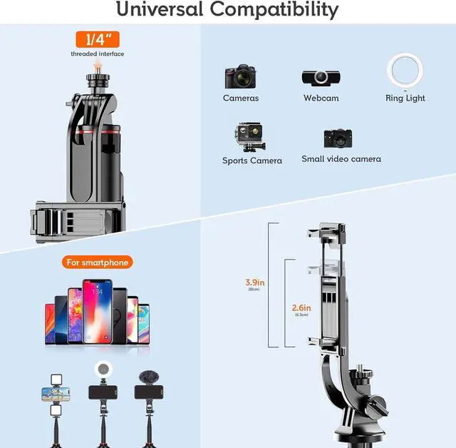 Alt view image 6 of 7 - 51" Cell Phone Selfie Stick Tripod, with Wireless Remote, Portable, Retractable, Aluminum Alloy, for iPhone, Samsung and Other Smartphones