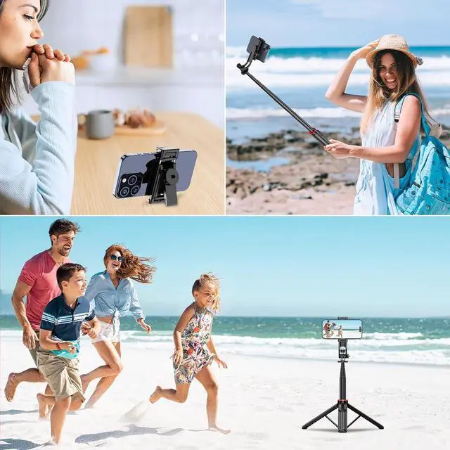 Alt view image 4 of 7 - 51" Cell Phone Selfie Stick Tripod, with Wireless Remote, Portable, Retractable, Aluminum Alloy, for iPhone, Samsung and Other Smartphones