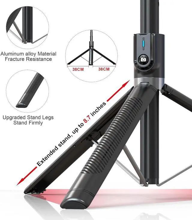 Alt view image 5 of 7 - Selfie Stick Phone Tripod with Remote and LED Fill Lights - ASHINER 70 inch Heigh Cell Phone Holder for Travel, Vlogging, Live Streaming Video and Photos,Phone Stand Compatible with iPhone and Android