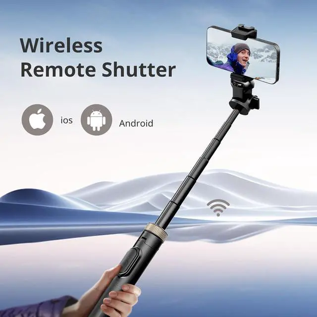 Alt view image 2 of 6 - Sensyne 72" Extendable Tripod for iPhone & Selfie Stick with Detachable Phone Holder & Wireless Remote, Compatible with All Cell Phones, Black