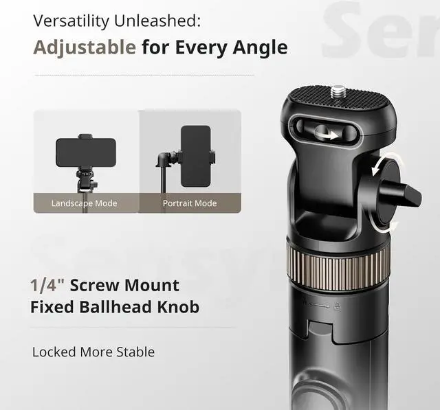 Alt view image 4 of 6 - Sensyne 72" Extendable Tripod for iPhone & Selfie Stick with Detachable Phone Holder & Wireless Remote, Compatible with All Cell Phones, Black