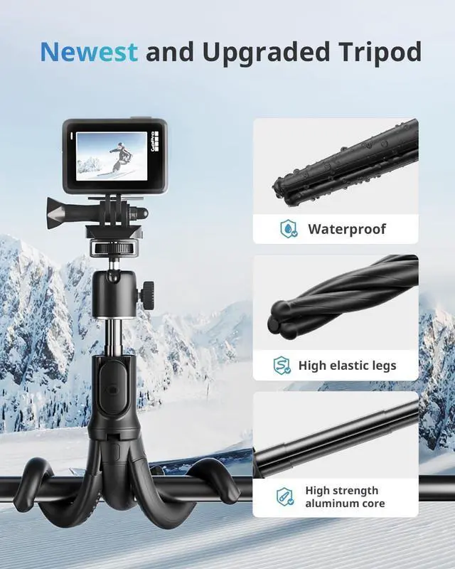 Alt view image 3 of 6 - UBeesize Extendable Phone Tripod, Flexible Tripods with Remote, 3 in 1 Selfie Stick with Gopro Mount, iPhone Stand for Recording, Volgging, Live Streaming Fit for Cell Phones, Canon Sony Cameras