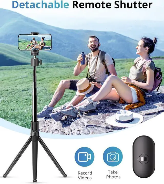 Alt view image 6 of 6 - UBeesize Extendable Phone Tripod, Flexible Tripods with Remote, 3 in 1 Selfie Stick with Gopro Mount, iPhone Stand for Recording, Volgging, Live Streaming Fit for Cell Phones, Canon Sony Cameras