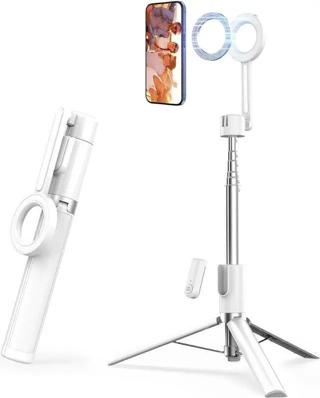 Main image of SEAJIC Magnetic Selfie Stick Tripod with Remote,54" Phone Tripod Compatible with MagSafe,Fit for iPhone 12/13/14/15 Series,Magsafe Case and Other Phones with Metal Ring