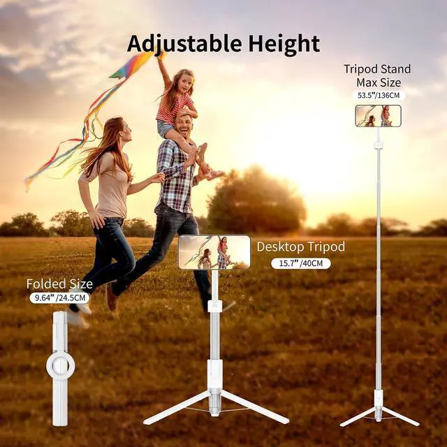 Alt view image 4 of 7 - SEAJIC Magnetic Selfie Stick Tripod with Remote,54" Phone Tripod Compatible with MagSafe,Fit for iPhone 12/13/14/15 Series,Magsafe Case and Other Phones with Metal Ring