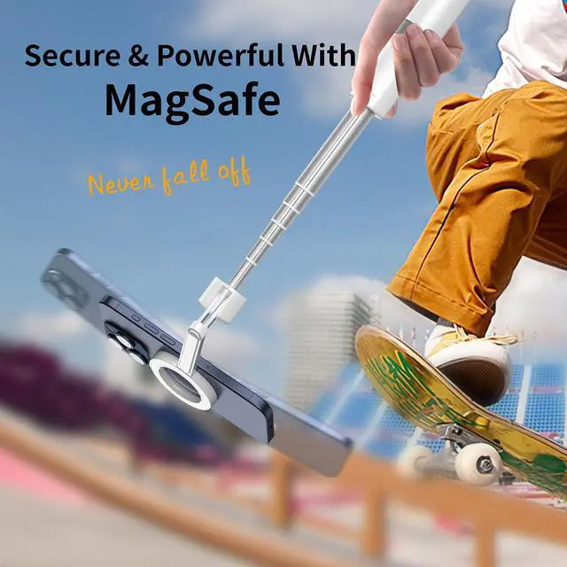 Alt view image 6 of 7 - SEAJIC Magnetic Selfie Stick Tripod with Remote,54" Phone Tripod Compatible with MagSafe,Fit for iPhone 12/13/14/15 Series,Magsafe Case and Other Phones with Metal Ring