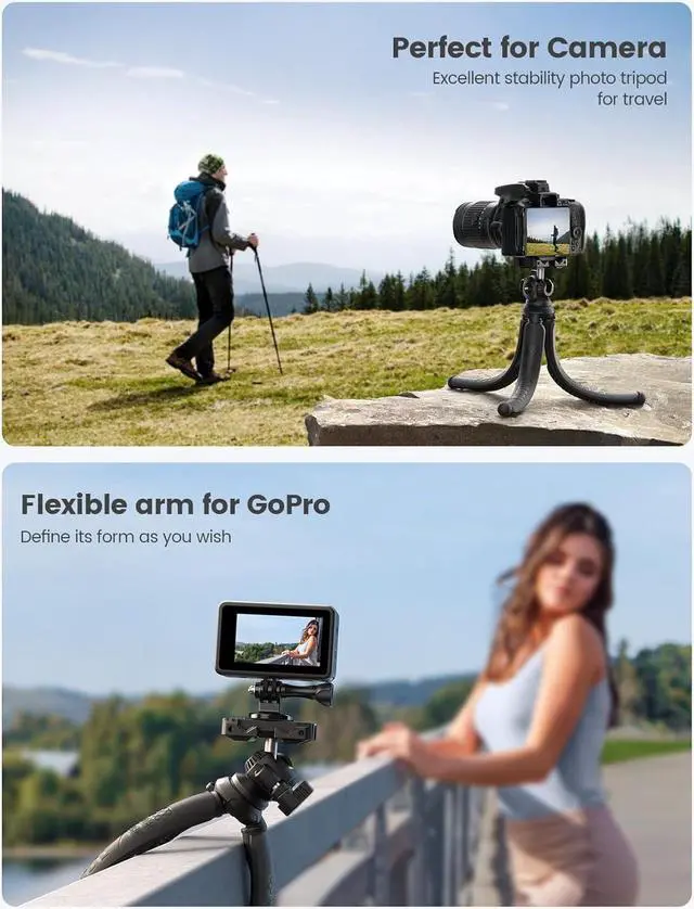 Alt view image 4 of 7 - Lamicall Tripod for iPhone - 3 in 1 Flexible Phone Tripod with Wireless Remote - iPhone Tripod Stand for Video Recording Vlogging Selfie Compatible with iPhone Samsung Go Pro, Digital Camera