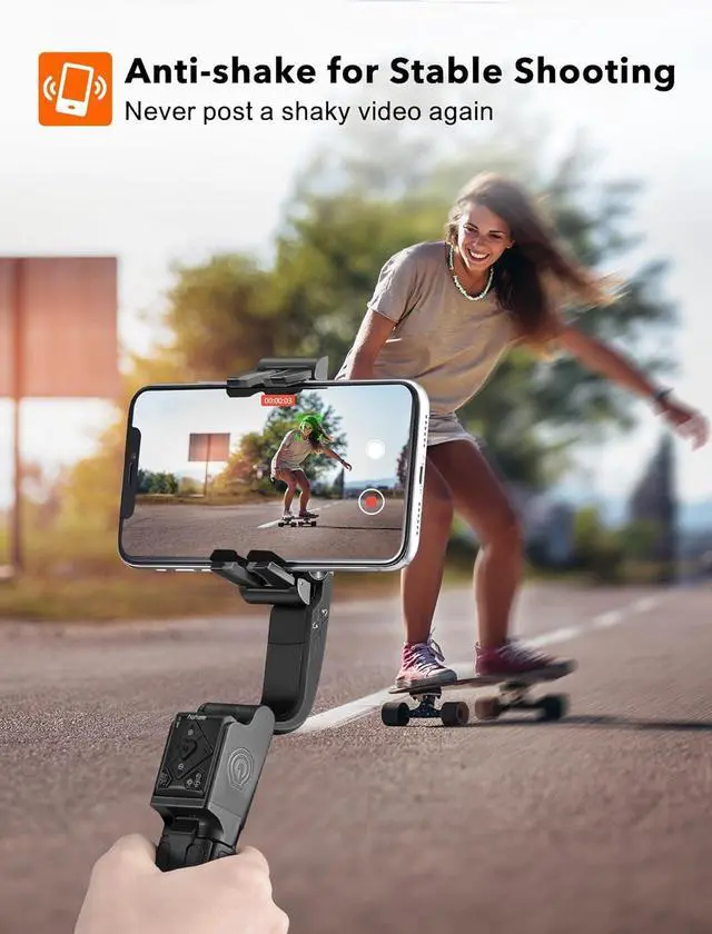Alt view image 2 of 7 - hohem iSteady Q Gimbal Stabilizer for Smartphone, 1 Axis Selfie Stick Tripod with Face Tracking, 360° Rotation, 4 in 1 Portable Phone Tripod w/Extendable Stick for iPhone 14/Android Video Recording