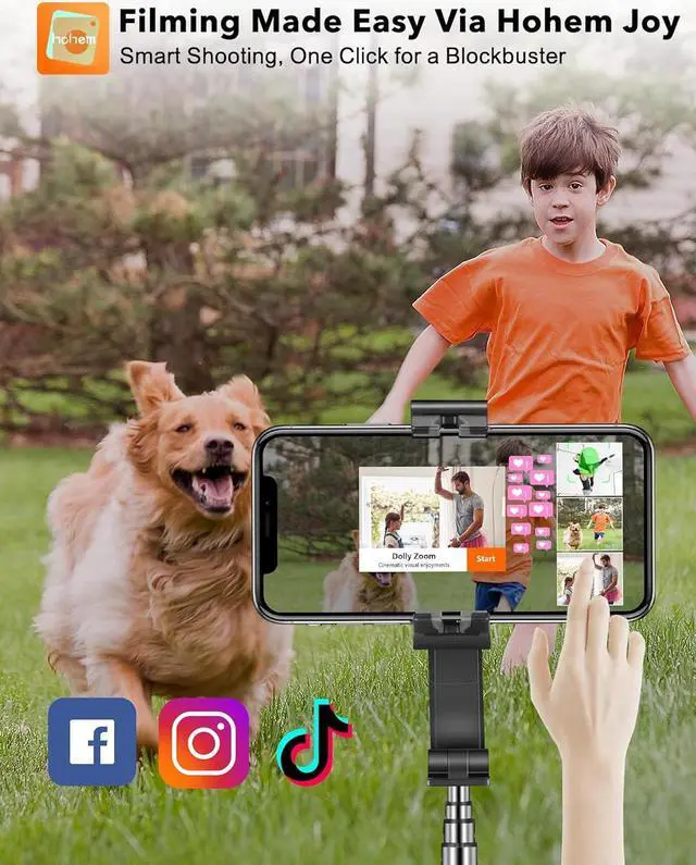 Alt view image 3 of 7 - hohem iSteady Q Gimbal Stabilizer for Smartphone, 1 Axis Selfie Stick Tripod with Face Tracking, 360° Rotation, 4 in 1 Portable Phone Tripod w/Extendable Stick for iPhone 14/Android Video Recording