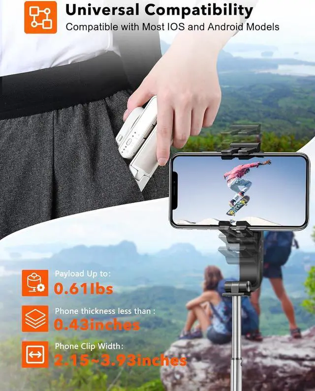 Alt view image 4 of 7 - hohem iSteady Q Gimbal Stabilizer for Smartphone, 1 Axis Selfie Stick Tripod with Face Tracking, 360° Rotation, 4 in 1 Portable Phone Tripod w/Extendable Stick for iPhone 14/Android Video Recording