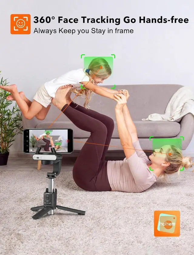 Alt view image 6 of 7 - hohem iSteady Q Gimbal Stabilizer for Smartphone, 1 Axis Selfie Stick Tripod with Face Tracking, 360° Rotation, 4 in 1 Portable Phone Tripod w/Extendable Stick for iPhone 14/Android Video Recording