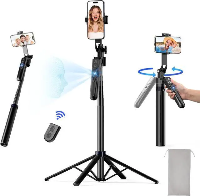 Main image of NEMOVA 68'' Auto Face Tracking Tripod for iPhone, 360° Rotation Phone Tripod with Wireless Remote and Phone Holder, Selfie Stick for Android, Applied to YouTube, Tiktok, Facetime