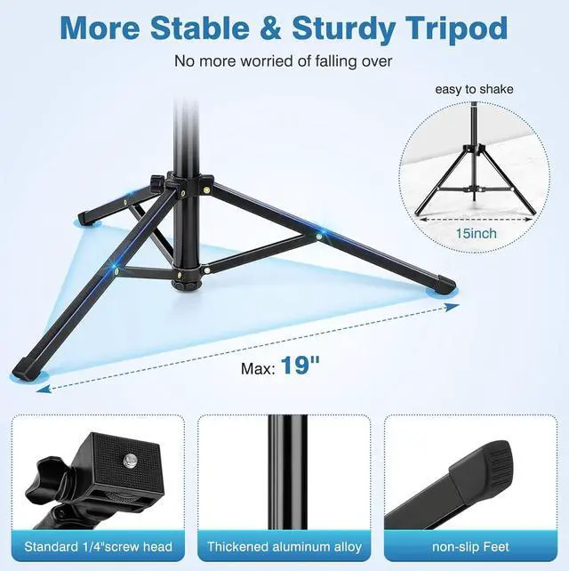 Alt view image 6 of 7 - 70" Phone Tripod with Remote & Holder, Portable Cell Phone Stand, Selfie Stick for Video Recording, Compatible with iPhone 14/13 Pro Max/Android/Camera
