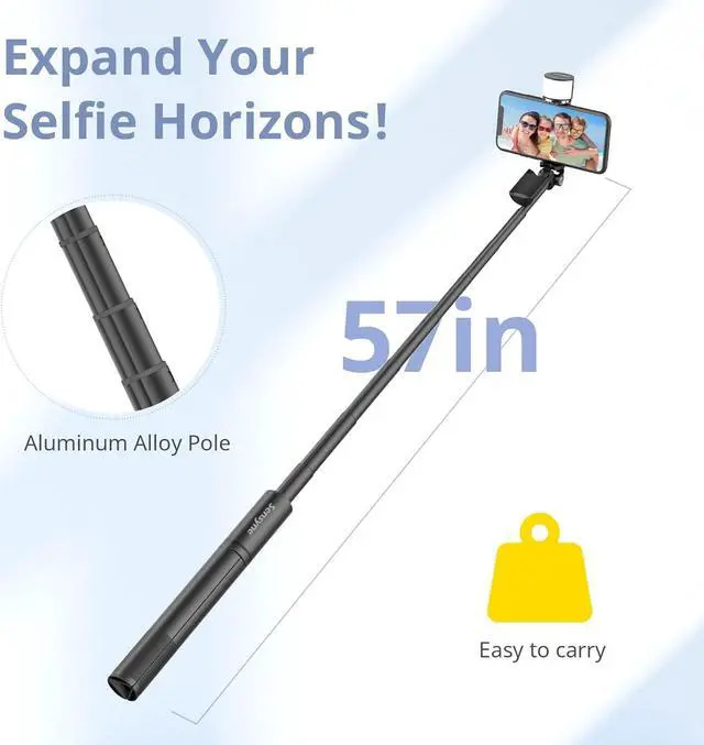 Alt view image 5 of 6 - Sensyne Selfie Stick with Light, Phone Tripod with 360° Rotatable Handle Compatible with Cellphones for Selfies/Photography/Video Calls/Live Stream/Content Creating (Black)