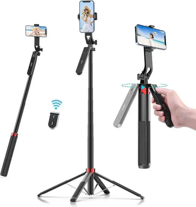 Main image of Ulanzi MA09 Selfie Stick Tripod, 71" Extendable Phone Tripod with Romote, Portable Cellphone Stand Tripod Quadrapod & iPhone Tripod, 3-in-1 Upgraded Travel Tripod for iPhone/Samsung/Camera