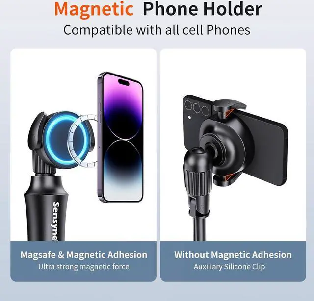 Alt view image 2 of 6 - Magstick Selfie Stick Tripod, All-in-One Phone Tripod with Magnetic Phone Holder and Detachable Wireless Remote, Compatible with MagSafe, All Cell Phones