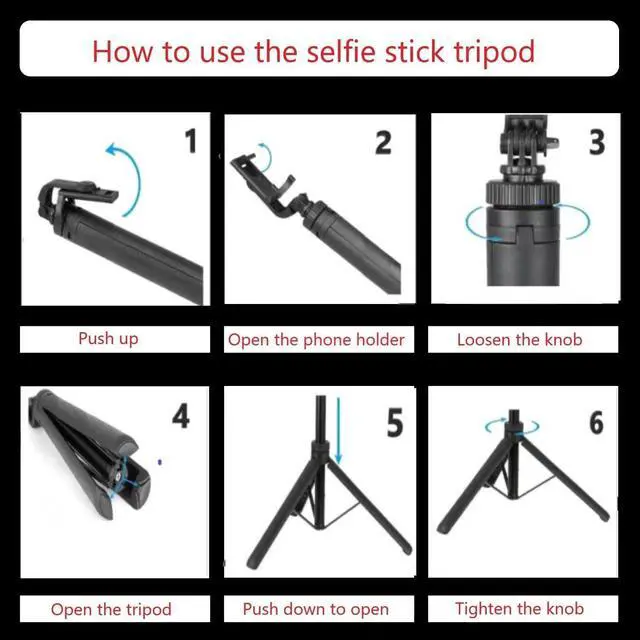Alt view image 7 of 7 - Tripod for iPhone & Camera, Portable Phone Tripod with Remote Control and Rotate Phone Stand, Selfie Stick for iPhone/Gopro and Cameras(Black, 50 in)