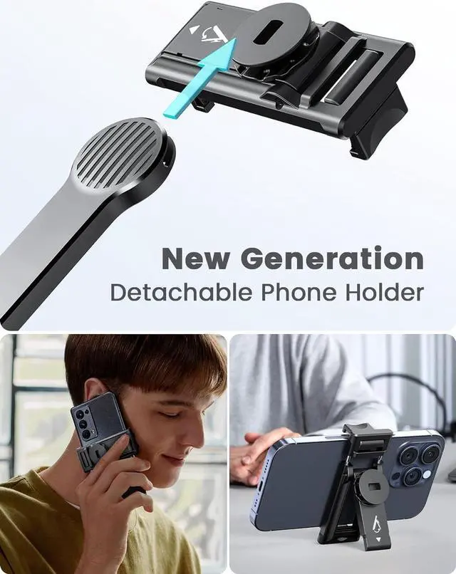 Alt view image 3 of 7 - Selfie Stick Tripod with Light and Detachable Phone Holder, 41.7" Extendable Phone Tripod with Remote, 360° Rotatable Selfie Stick Stand for iPhone, Samsung, and Android Smartphones