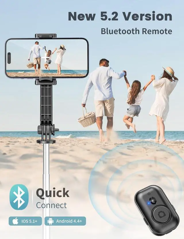 Alt view image 5 of 7 - Selfie Stick Tripod with Light and Detachable Phone Holder, 41.7" Extendable Phone Tripod with Remote, 360° Rotatable Selfie Stick Stand for iPhone, Samsung, and Android Smartphones