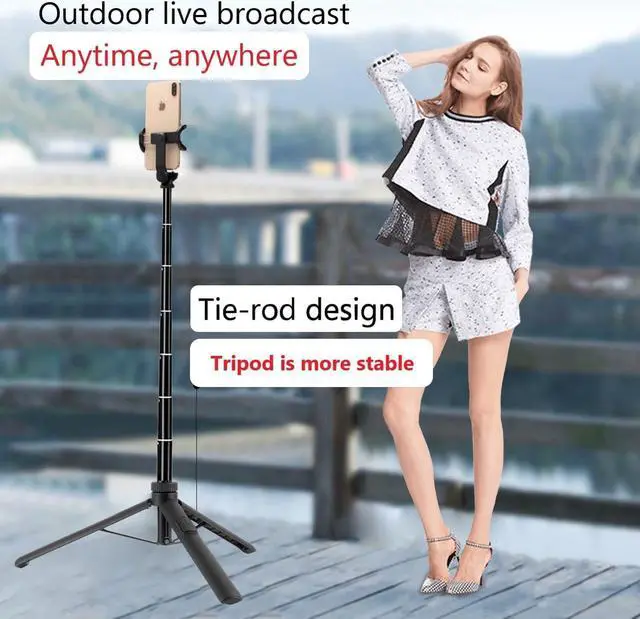 Alt view image 7 of 7 - 66" Tripod for iPhone & Camera, Portable Phone Tripod with Rechargeable Remote Control and Rotate Phone Stand, Selfie Stick for iPhone/Gopro and Cameras (Black, 66 in)