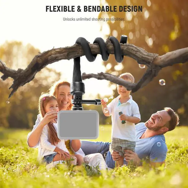 Alt view image 5 of 7 - NEEWER Flexible Phone Holder with Magnetic Quick Release Camera Mount Compatible with Insta360 DJI Action 4 iPhone, Bendable Selfie Stick for Shopping Cart/Stroller/Treadmill/Gym, GP-17