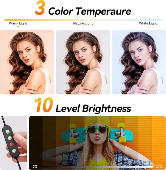 Alt view image 2 of 7 - 12 Ring Light with 63 extendable Tripod Stand Selfie RingLight with Phone Holder and Wireless Remote 2-in-1 Dimmable LED Ring Light and Selfie Stick for Makeup Live Stream Photography